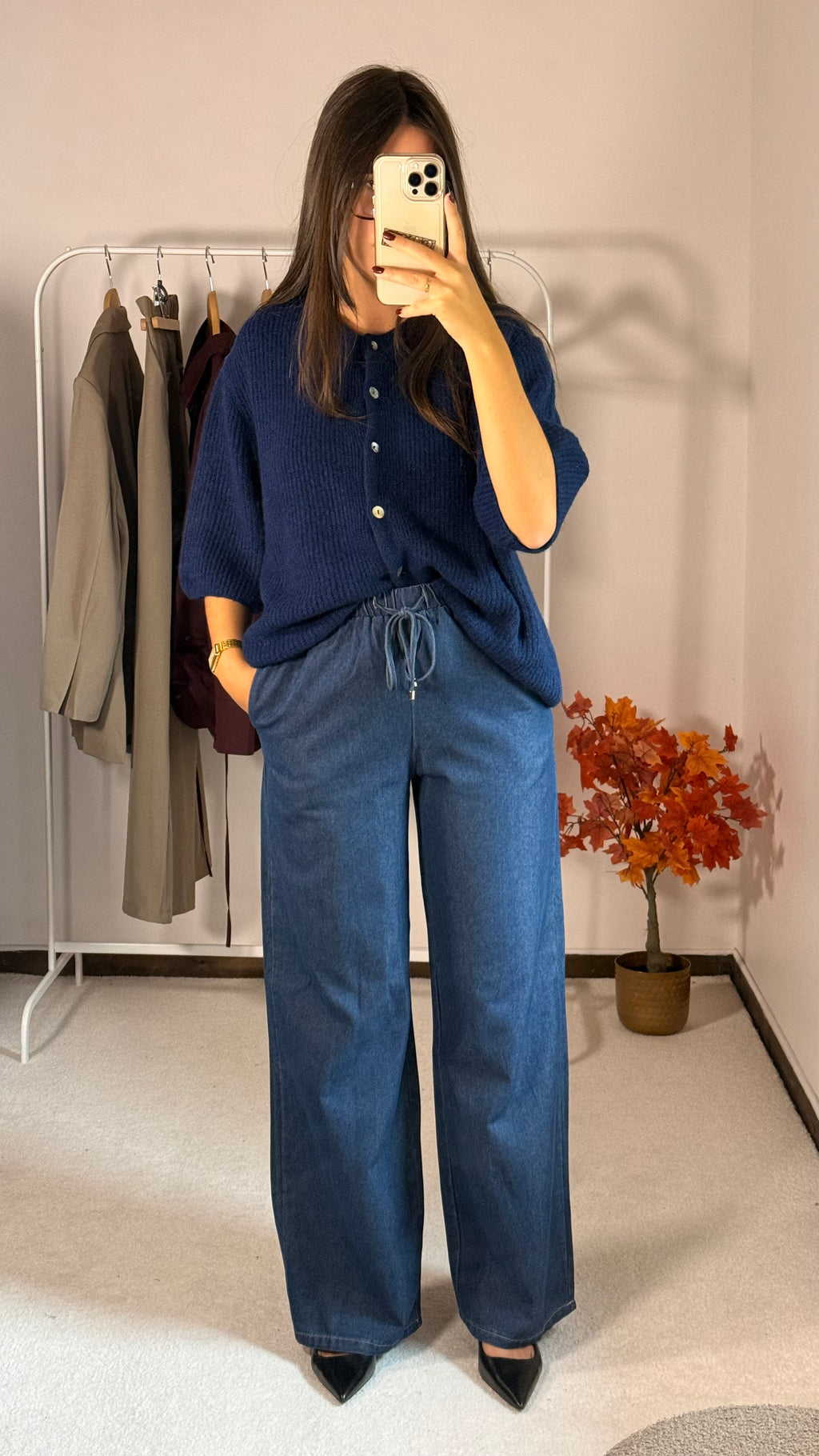 Jean bleu à taille élastique