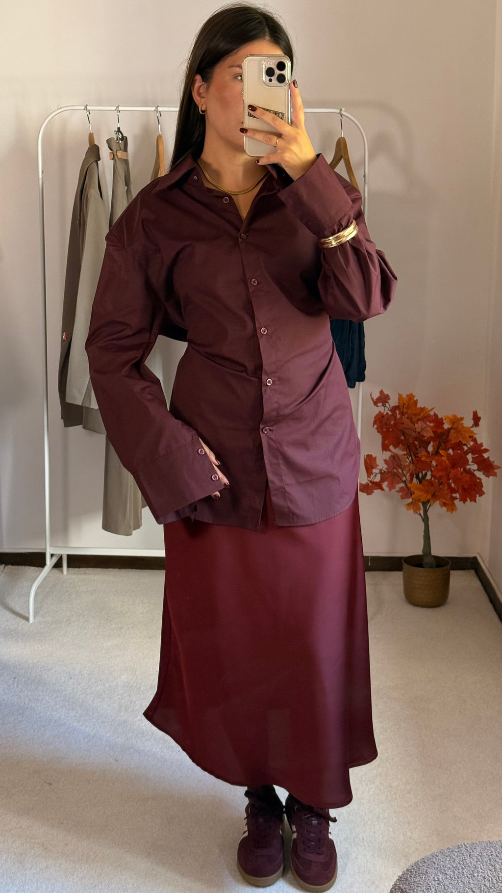 Chemise ajustable bordeaux